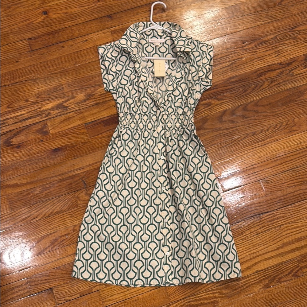 Monteau mod modular 1960s office madmen Maisel xs Stylish Green Patterned Dress